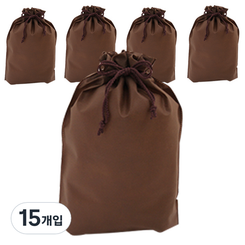 SYP 초코 부직포 스탠드 복주머니 25 x 35 cm, 혼합 색상, 15개입