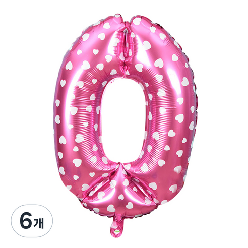 파티복닷컴 32인치 별 숫자풍선 핑크, 0, 6개