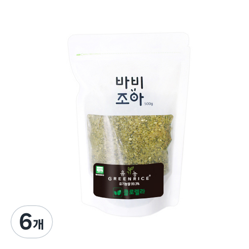 바비조아 유기농 그린 라이스 클로렐라쌀, 500g, 6개