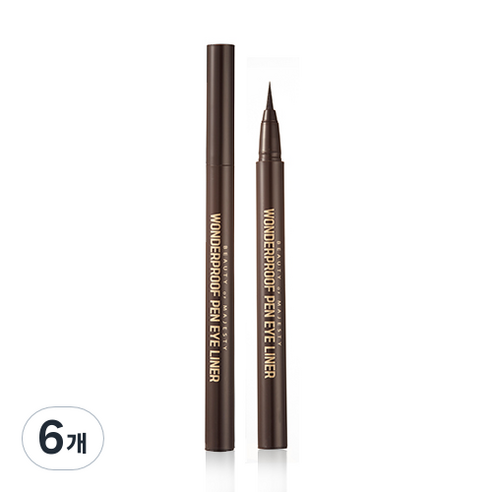 비오엠 원더프루프 펜 아이라이너 0.5g, 02 원더브라운, 6개