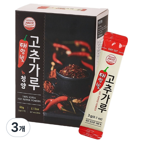국산 태양빛 청양 고춧가루 스틱 20p, 60g, 3개