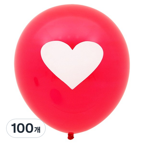 조이파티 30cm 하트무늬 풍선, 레드, 100개