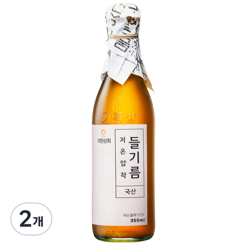 대현상회 저온압착 국산 들기름, 350ml, 2개