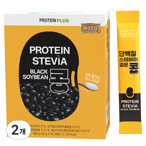 MITO 단백질 스테비아 검은콩 곡물차, 20g, 2개, 20개입