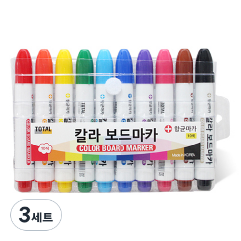 토탈하얀칠판 10색 칼라 보드마카(유성), 혼합 색상, 30개