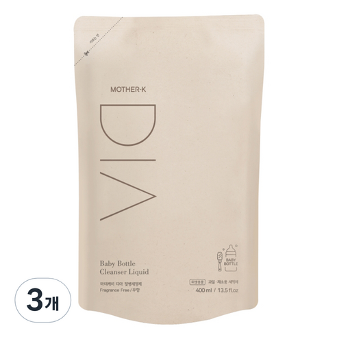 마더케이 유아용 디아 젖병세정제 리필형 무향, 400ml, 3개