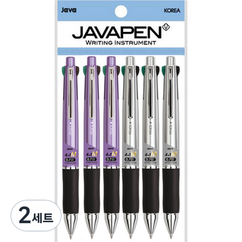 자바펜 제트4+1M 멀티펜 0.7mm 2종 x 3p, 메탈퍼플, 메탈실버, 2세트