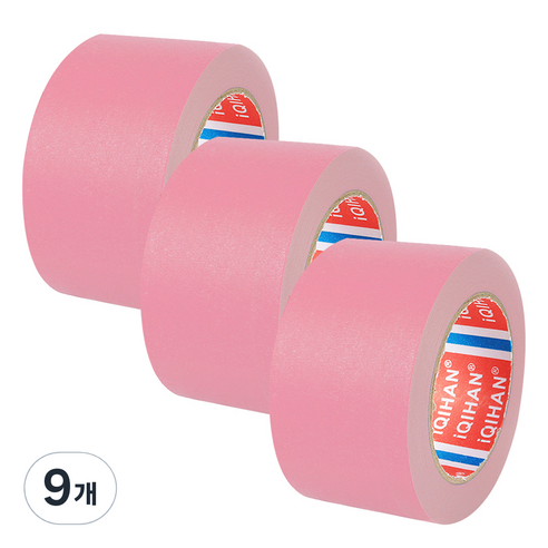 다다 칼라 마스킹 종이테이프 50mm x 15m, 핑크, 9개