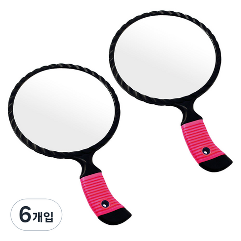 세븐스타 미로경 손거울 대형, 블랙+핑크, 6개