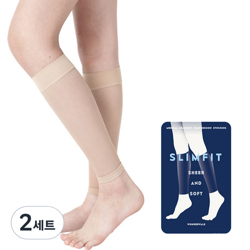 원더워크 슬림핏 의료용압박스타킹, 2세트, 종아리