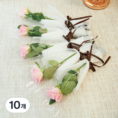 블뤼엔 생화 장미한송이 꽃다발 5p, 핑크, 10개