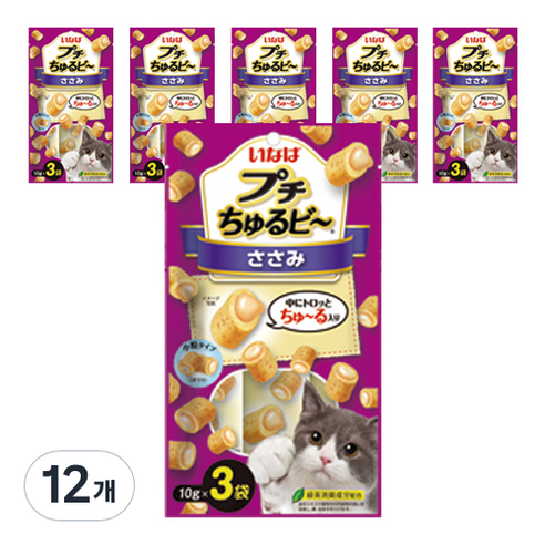 이나바 고양이 쁘띠 츄르비 사료 3p, 닭가슴살, 30g, 12개