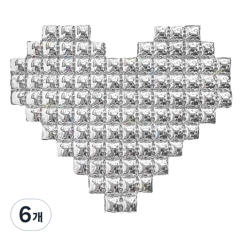 파티쇼 빅하트 은박 장식 풍선, 실버, 6개
