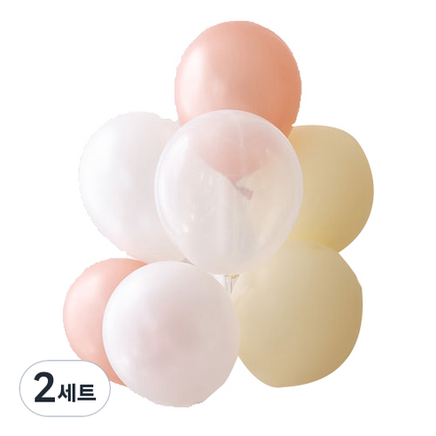 아티파티 로맨틱플로라 벌룬 세트, 투명, 로즈골드, 파스텔옐로우, 펄화이트, 2세트