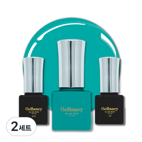 벨랑시 원스텝 젤네일 5ml + 젤네일 베이스 5ml + 젤네일 탑 5ml 세트, 2세트, 벨랑시 베이스 5ml+SN 25 딥 블루 그린 5ml+벨랑시 탑 5ml