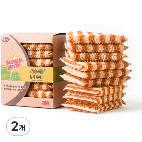3M 스카치브라이트 내츄럴 옥수수 망사 수세미, 9개입, 2개