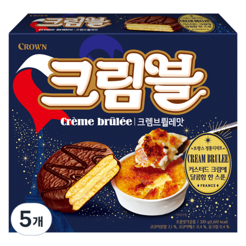 크라운 크렘브뢸레맛 초코 디저트, 320g, 5개
