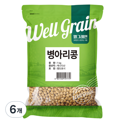 웰그레인 병아리콩, 1kg, 6개