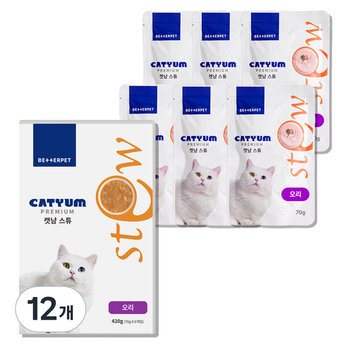 베러펫 전연령용 캣냠 고양이 스튜 습식사료, 70g, 12개, 오리