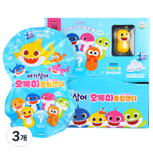 태양생활건강 핑크퐁 아기상어 오뚝이 플립캔디 20p, 자일리톨, 3개