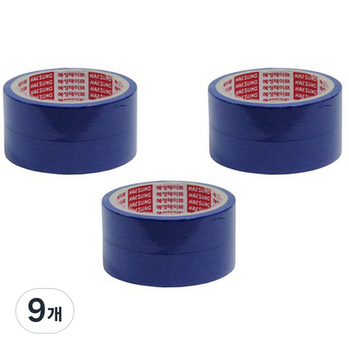 혜성테이프 칼라 마스킹테이프 종이테이프 파랑 24mm(폭) x 15M, 9개