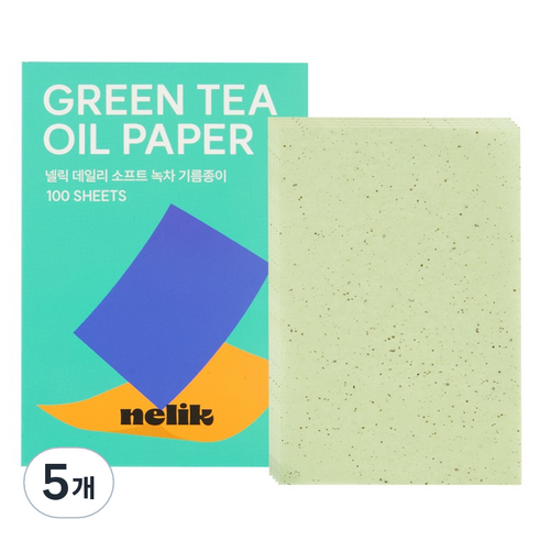 넬릭 데일리 소프트 녹차 기름종이, 5개, 100개입