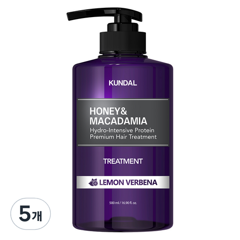 쿤달 허니 앤 마카다미아 헤어 트리트먼트 레몬버베나향, 500ml, 5개