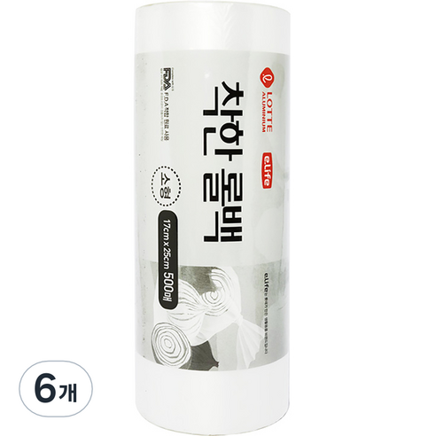 롯데 이라이프 착한 롤백 17 x 25 cm 500p, 소(S), 500매입, 6개
