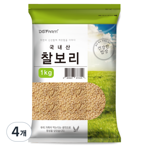 건강한밥상 국내산 찰보리쌀, 1kg, 4개