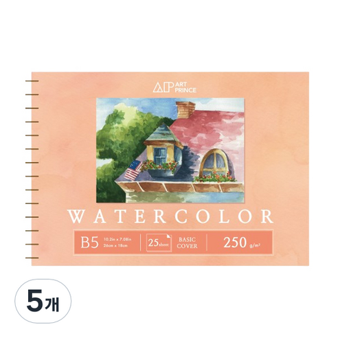 두성 아트프린스 워터컬러 수채화용 스프링 스케치북 250g W05, B5, 25매, 5개
