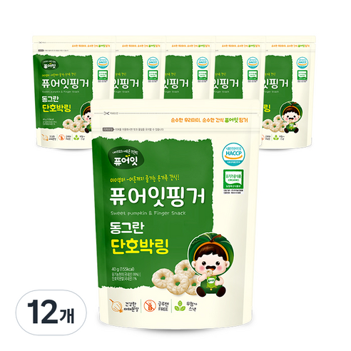 퓨어잇 핑거 동그란 야채링 40g, 단호박, 12개