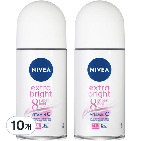 니베아 데오드라트 롤온 엑스트라 브라이트, 50ml, 10개