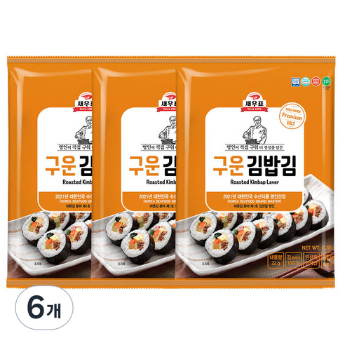 새우표 완도 구운 김밥김, 22g, 6개