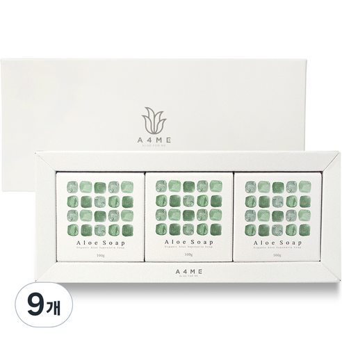 권도영알로에 A4ME 민감성 알로에 비누 선물세트, 100g, 9개