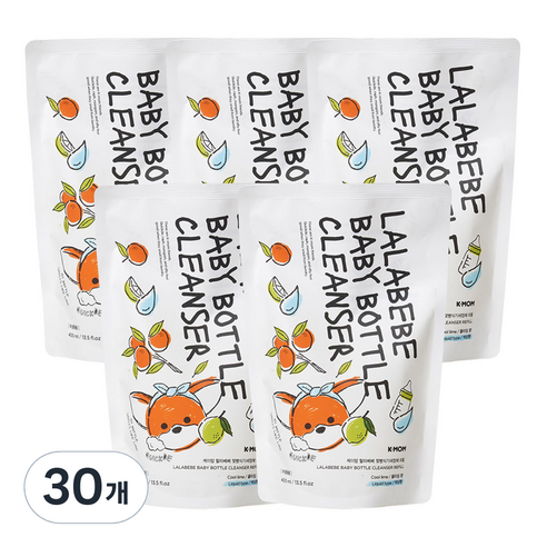 케이맘 랄라베베 유아용 젖병식기세정제 액상형 리필 쿨라임향, 400ml, 30개