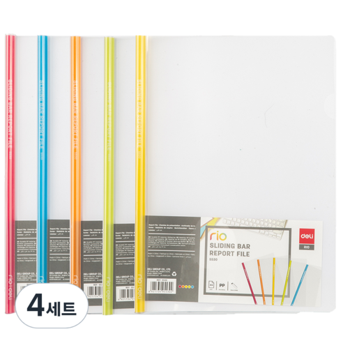델리 칼라 라운드 A4 쫄대파일 5종 세트 E5530, 블루, 그린, 오렌지, 레드, 옐로우, 4세트