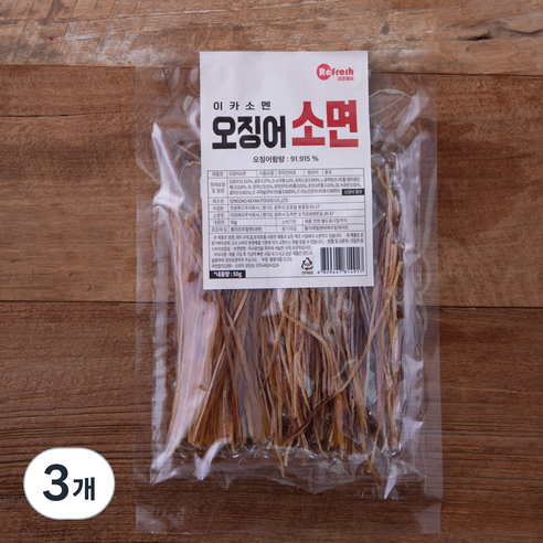 리프레쉬 이카소멘 오징어 소면, 50g, 3개