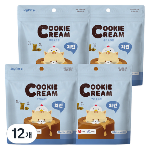 조이펫 쿠키 앤 크림 고양이간식, 치킨, 60g, 12개