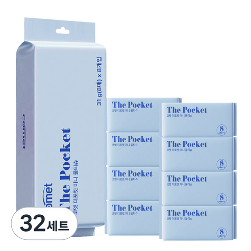 코멧 더 포켓 미니 물티슈, 32세트, 8매, 50g