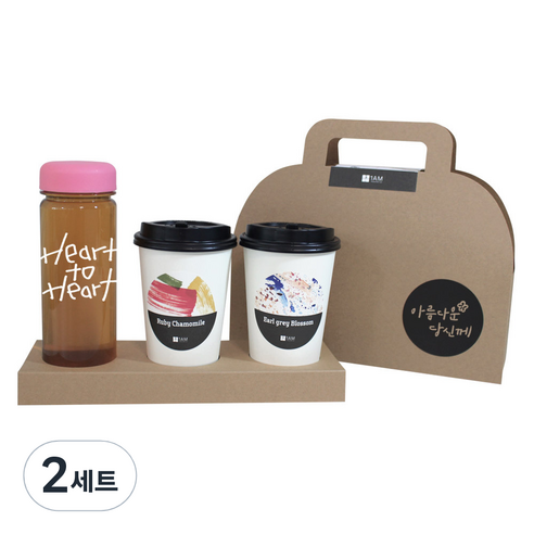 1AM 쥬뗌므 블랜딩 프리미엄 차세트 분홍뚜껑, 보틀 + 스티커 Heart to H + 루비 캐모마일 3p + 얼그레이 블라썸 3p + 크라프트 아름다운 당신께, 2세트