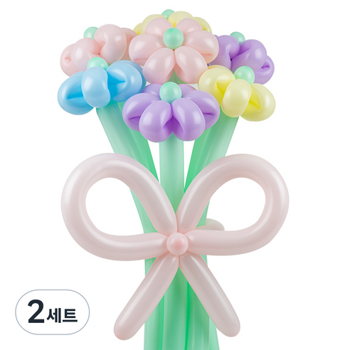 셈퍼텍스 요술풍선 데이지 튤립 꽃다발 만들기 세트, 소프트 4색혼합, 2세트