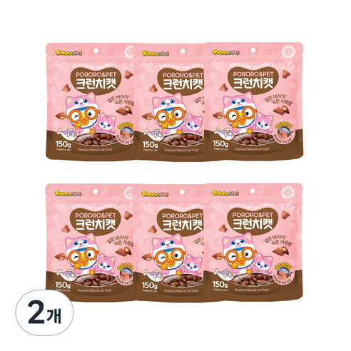뽀로로펫 고양이 간식 크런치캣 150g x 6p, 참치 + 연어 혼합맛, 900g, 2개