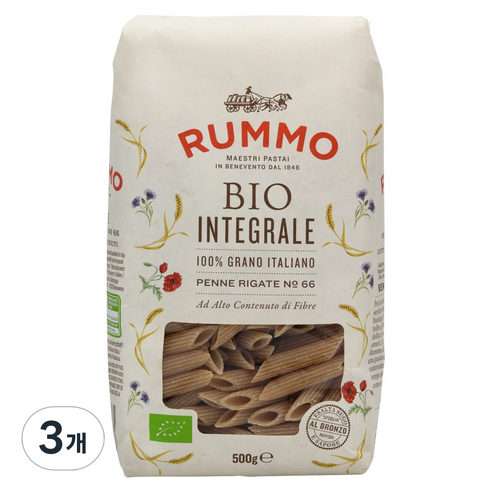 룸모 유기농 통밀 펜네 리가테, 500g, 3개