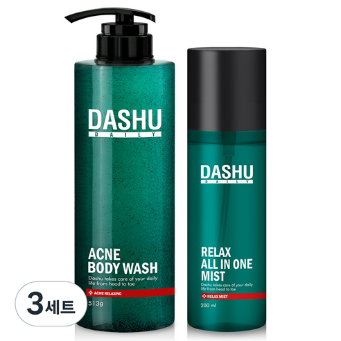 다슈 데일리 아크네 릴렉스 스크럽 바디워시 513ml + 올인원 미스트 200ml, 3세트