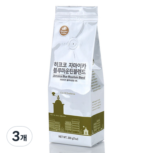 히코코 자마이카 블루마운틴 블렌드 원두커피, 3개, 200g, 홀빈(분쇄안함)