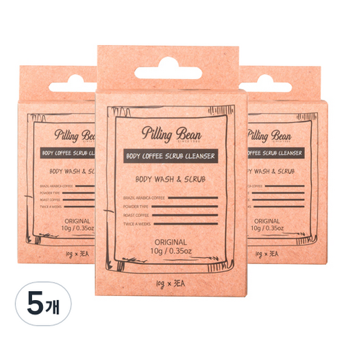 필링빈 휴대용 바디 스크럽 클렌저 오리지널 커피 3p, 30g, 5개