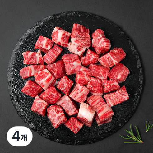 안성한우 무항생제 인증 소고기 1++등급 (7) 국거리용 (냉장), 300g, 4개