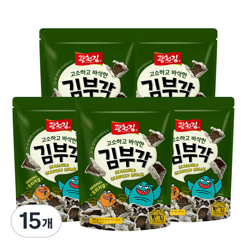 광천김 고소하고 바삭한 김부각 오리지널, 50g, 15개