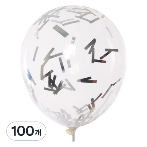 컨페티풍선 30cm, 김가루 실버, 100개