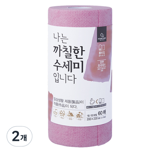 홈트너 나는 까칠한 수세미 입니다, 핑크, 60개, 2개